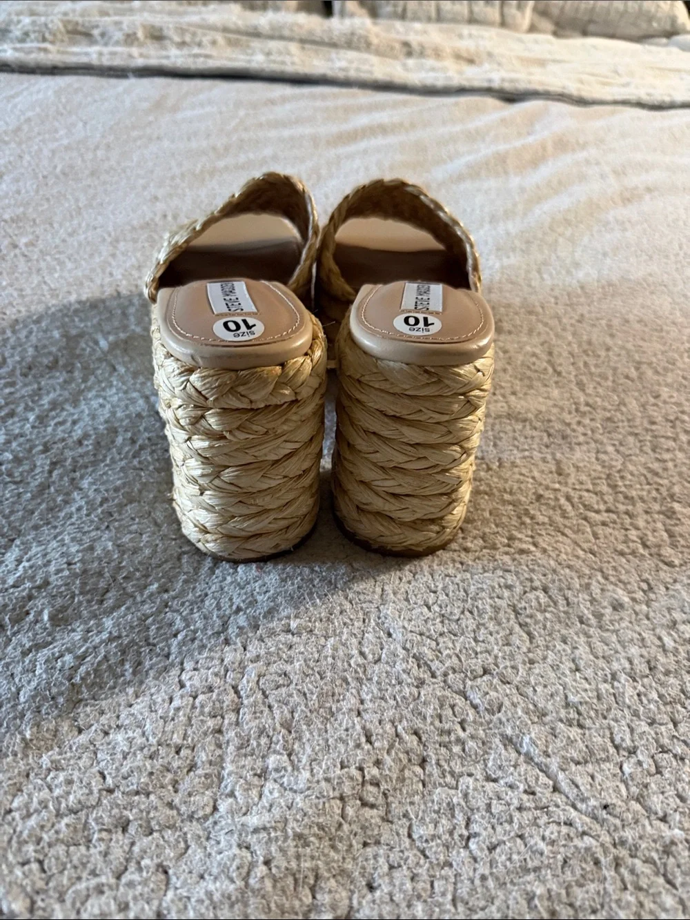 Steve Madden Bountiful Natural Braided Platform Slide Sandals 10 New